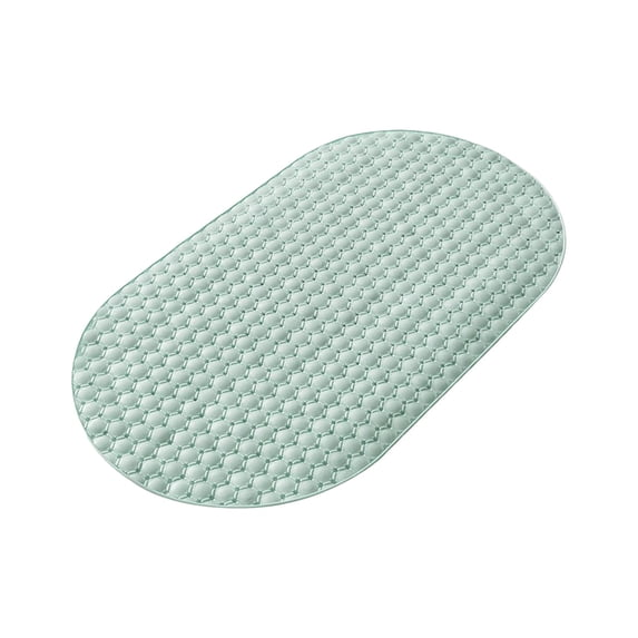 Bathroom Shower Mat Non Slip Suction Cups Floor Mat Oval Massage Foot Bath Mat Drain Holes Quick Dry Green 27x15 Inch