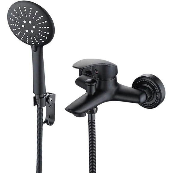 Bathroom Shower Taps, Wall Mounted Bath Filler Mixer Shower System Simple Pressurized Water Saving ABS 3 Functions Shower Set Indoor Brass Faucet ,M