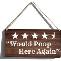 Bathroom Sign Gift Rustic Farmhouse Would Poop Here Again Wooden Hanging Sign Plaque Wall Art Decor for Home Toilet Decoration 10x5 Inch