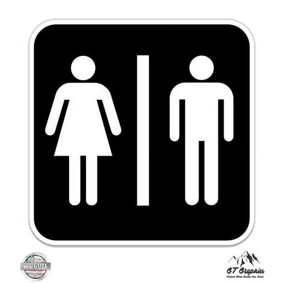 Bathroom Sign Restroom Unisex Bathroom Sign - 8" Vinyl Sticker - For Car Laptop I-Pad - Waterproof Decal