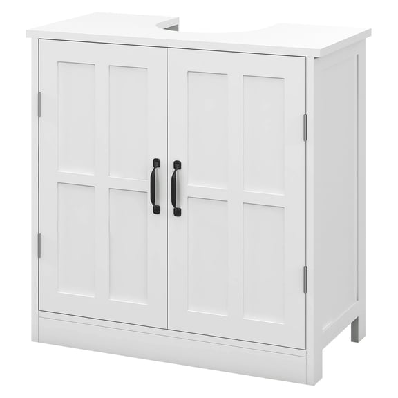 Bathroom Sink Cabinet, Under Sink Storage Organizer with Doors, Pedestal Sink Base Cabinet, White Vanity with Adjustable Shelf