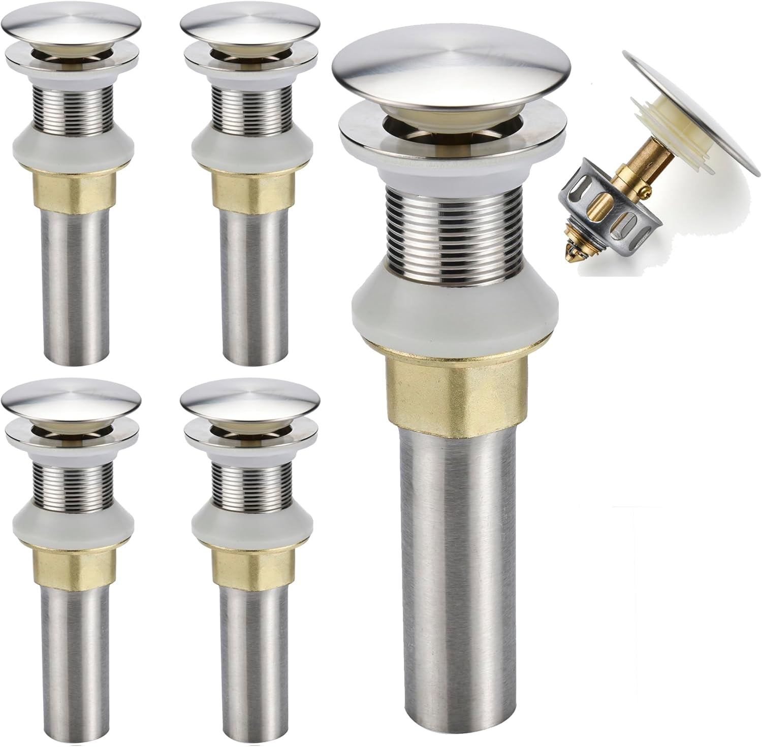 Bathroom Sink Drain,5 Pack Drain Stopper Bathroom Sink Without Overflow ...