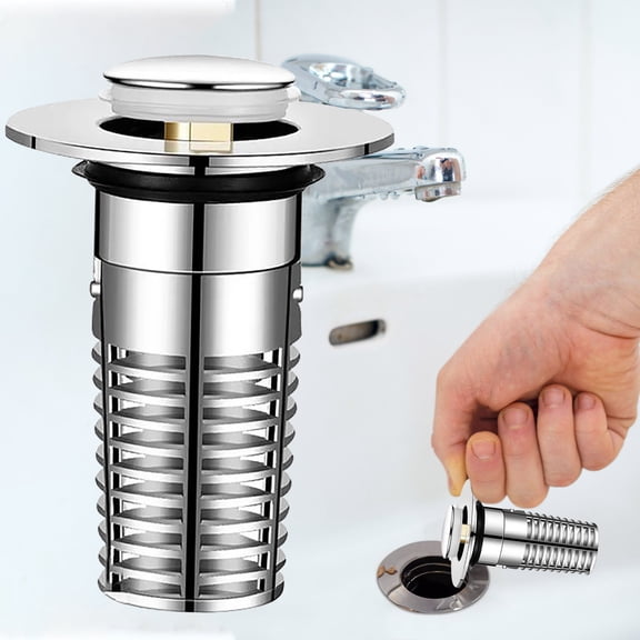 Bathroom Sink Drain Filter, Brass Press Type Trap, Leak Proof Water Stopper, Odor Preventing Sewer Filter, Easy Install Plug and Play, Efficient Drainage Guard, Kitchen Washbasin Water Saver