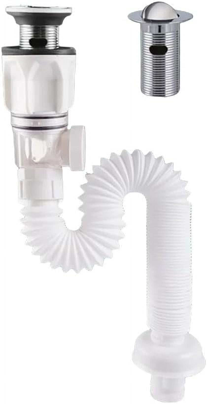 Bathroom Sink Drain Kit, Flex drain Kit with Flexible Expandable P-trap Sink Drain Pipe, Snappy ...