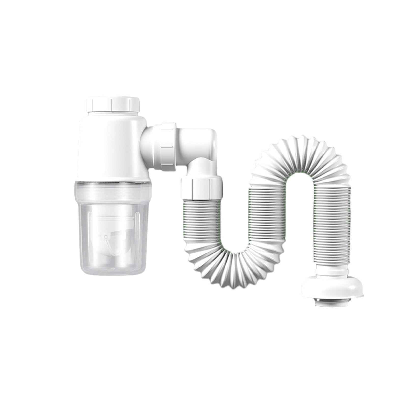 Bathroom Sink Drain Kit Flexible Expandable P-Trap Sink Drain Pipe for 1-1/4" to 1-1/2" Drain Hole Snappy Trap with Built-In Anti-Clogging Stopper