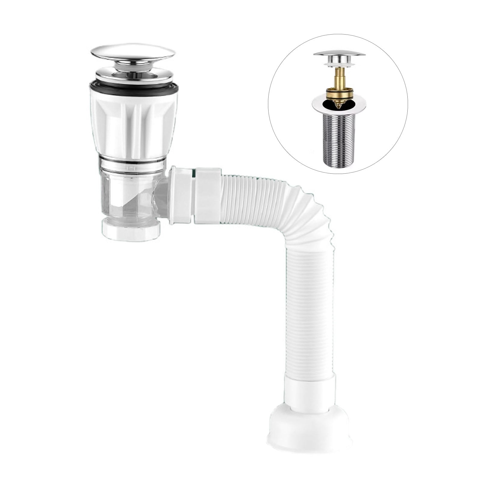 Bathroom Sink Drain Kit with Flexible Expandable P-Trap Leak-Proof Odor ...