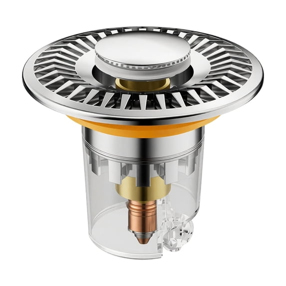 Bathroom Sink Drain Plug, Polished Silver Push Button Bounce Core Drain Strainer, 1 Piece Universal Fit for Bathroom Vanity Basin, Anti-Clog Hair Catcher Quick Drain Replacement Parts