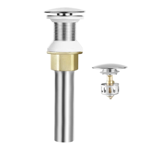 Bathroom Sink Drain - Pop Up Drain Without Overflow, Brass & Stainless Steel, Anti-Clogging, Vessel Drain Strainer for Sinks, All Metal Hair Catcher