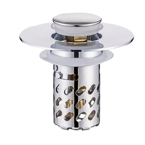 Bathroom Sink Drain Stopper Pop Up Drain Assembly with Overflow Brass Construction for Standard Basins Sinks