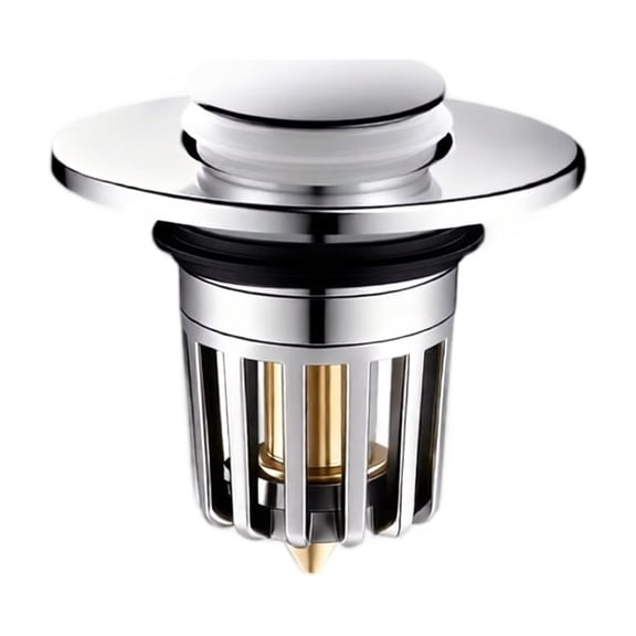 Bathroom Sink Drain Stopper Pop Up Drain Assembly with Overflow Press Type Waste Strainer for Wash Basin Lavatory Vanity Sink Replacement