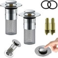 thumbnail image 1 of Bathroom Sink Drain Stopper with Stainless Steel Hair Catcher Basket Universal Basin Waste Plug Strainer Replacement with Silicone Sealing Rings Chrome, 1 of 2