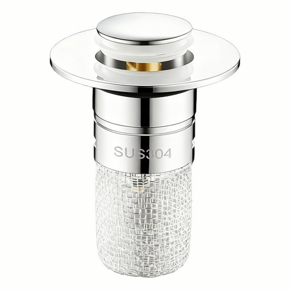 Bathroom Sink Drain Stopper for Universal Replacement, Drain for Bathroom Sink with Stainless Steel Filter Basket Hair Catcher, Sink Drain Strainer for 1.1-1.45 Inch