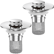 Bathroom Sink Drain Strainer 2PCS, Pop-up Sink Drain Strainer with Removable Stainless Steel Strainer Basket Hair Catcher, Bathroom Sink Strainer for Bathroom Sink Stopper Replacement.