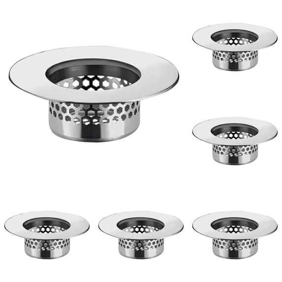 Bathroom Sink Drain Strainer & Bathtub Drain Cover, Stainless Steel Sink Hair Catcher & Kitchen Drain Filter, Anti-Clog Mesh, 6-Pack for Laundry RV Sink