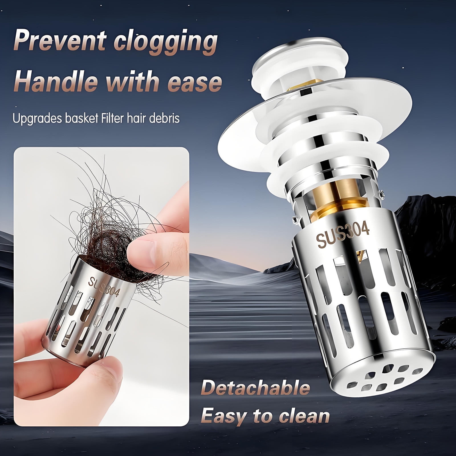 Bathroom Sink Drain Strainer, Pop Up Drain Hair Catcher,2025 New Pop Up ...