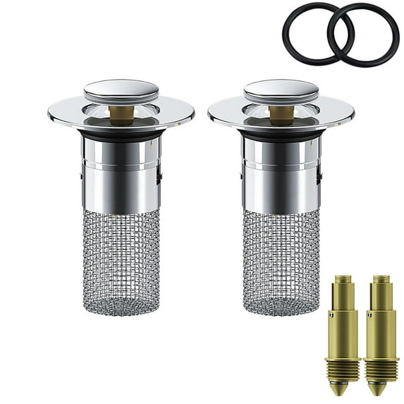 Bathroom Sink Drain Strainer,Pop Up Sink Drain Filter with Removable Stainless Steel Filter Basket Catcher,Bathroom Sink Drain Stopper for Bathroom Sink Stopper Replacement,Sink Stopper Hair Catcher