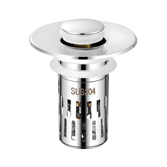 Bathroom Sink Drain Strainer,Pop Up Sink Drain Filter with Removable Stainless Steel Filter Basket Hair Catcher,Bathroom Sink Drain Stopper for Bathroom Sink Stopper Replacement,Sink Strainer