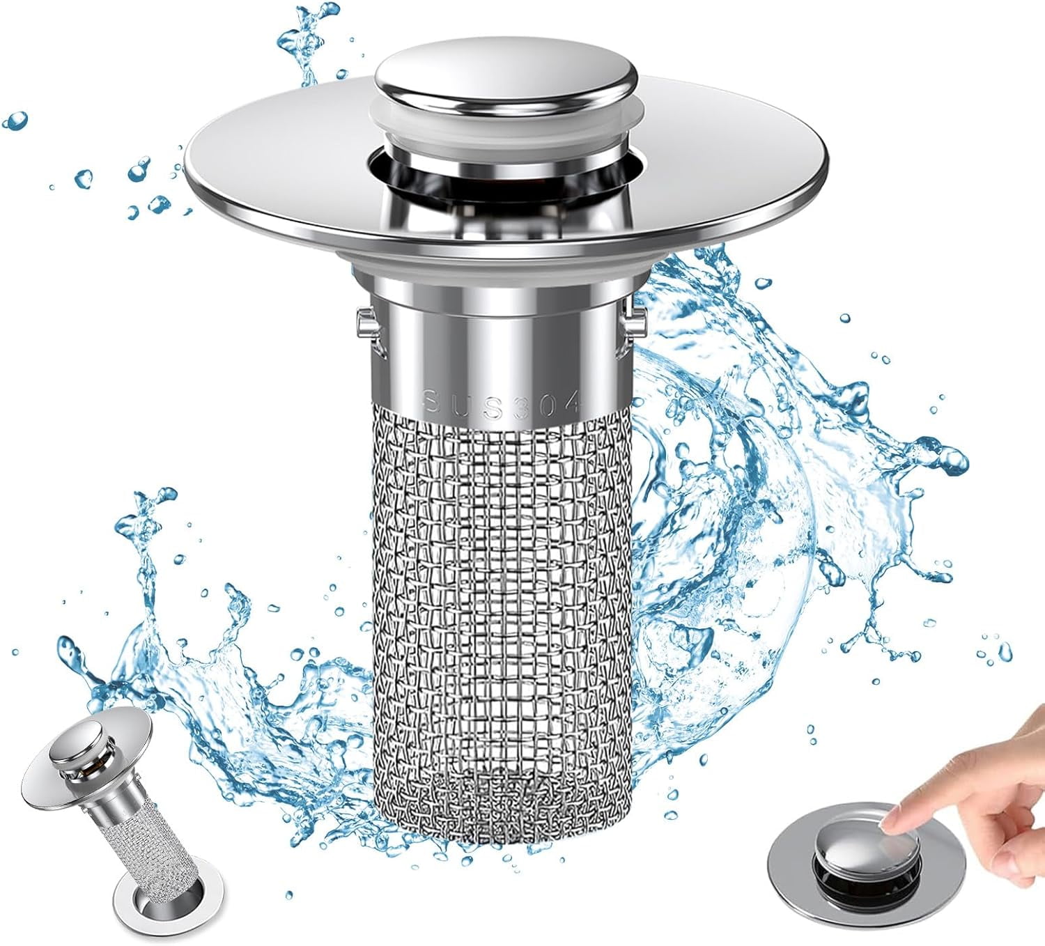 Bathroom Sink Drain Strainer, Pop Up Sink Drain Filter with Removable ...