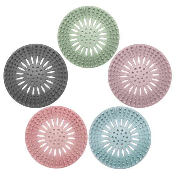 5 Pack Bathroom Sink Drain Strainers, Hair Catcher Shower Drain Covers Protector, Flexible TPR Material, Multiple Colors for Bathroom Tub Shower and Sink Hair Trap Garbage Disposal Parts