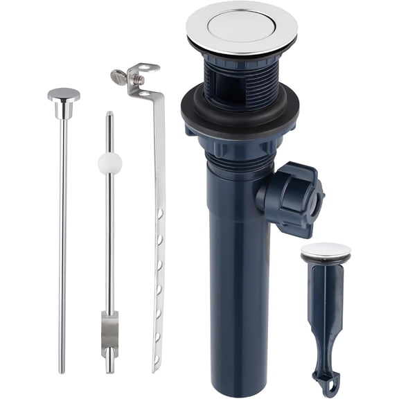 Bathroom Sink Drain with Lift Rod Pop Up Overflow Universal Fit Chrome Stopper for Vessel Sink Assembly Faucet