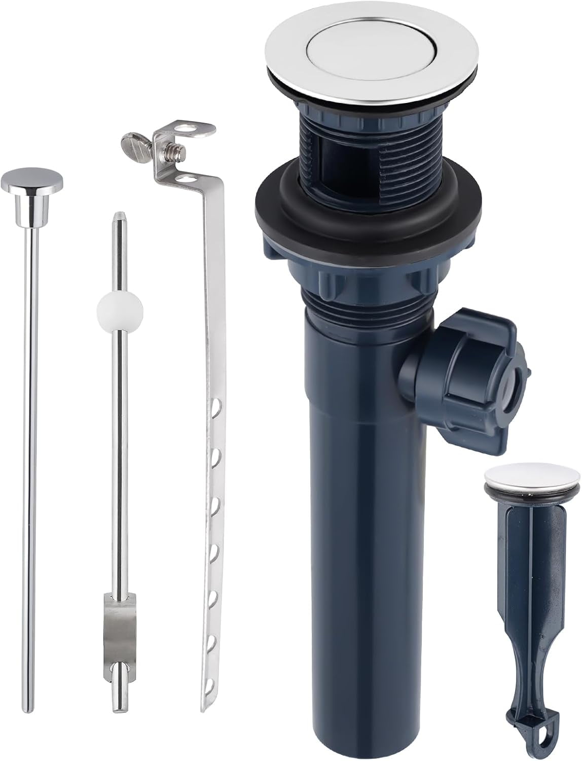 Chrome Bathroom Sink Drain with Lift Rod and Overflow