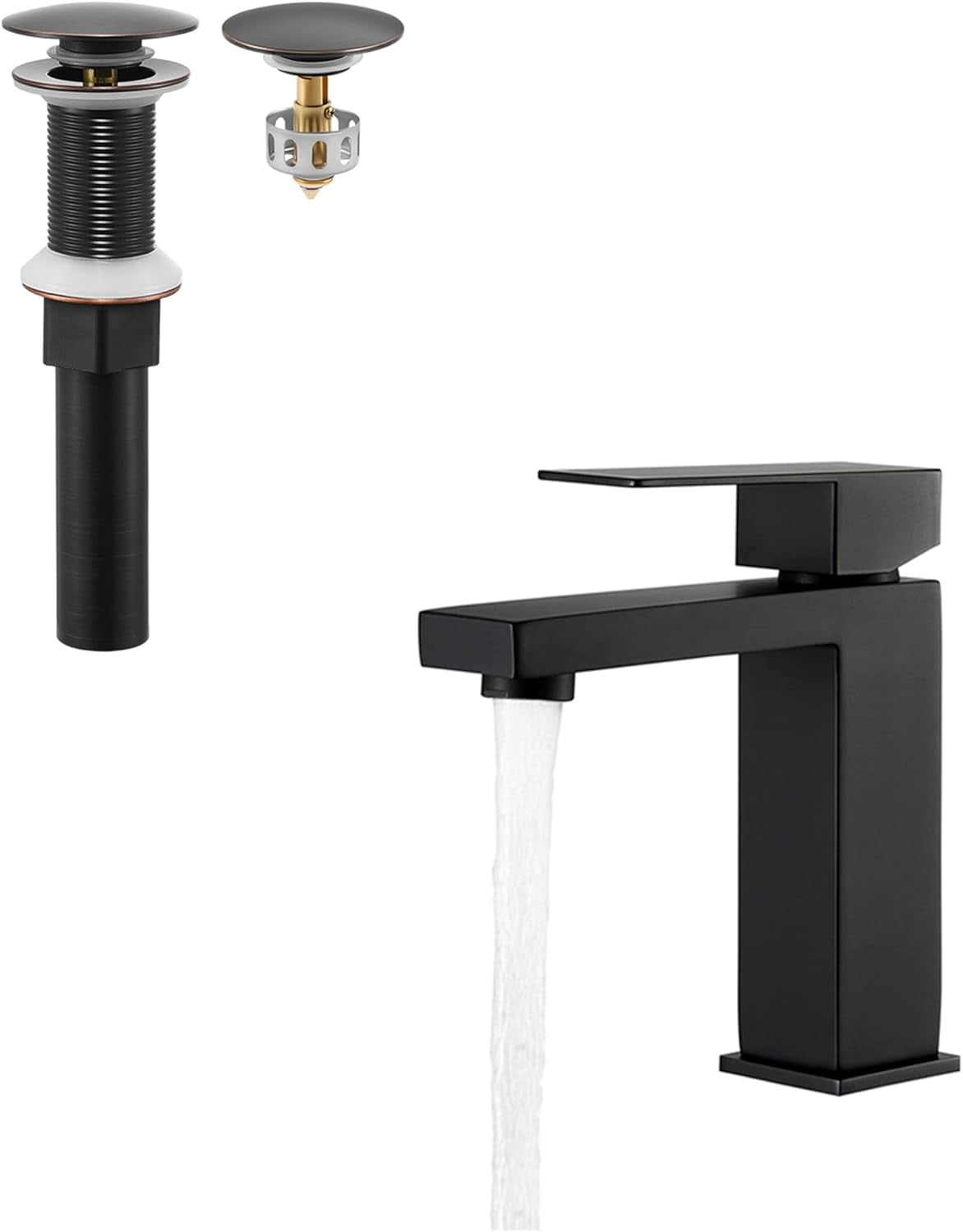 Bathroom Sink Drain with Strainer Basket Hair Catcher Black Bathroom