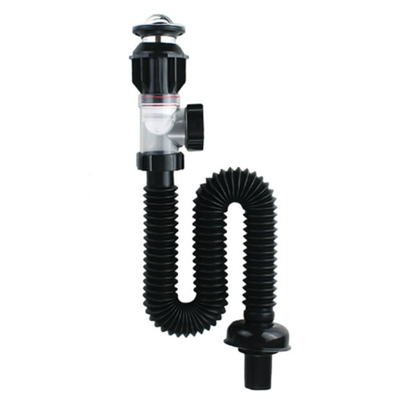 Bathroom Sink Drainage Kit | Washbasin Extension Pipe & Trap | Telescopic Abs Drain Pipe for Offset Plumbing | 16.92-37.25 Inch Adjustable Length | Easy Install No Tools | Black or White