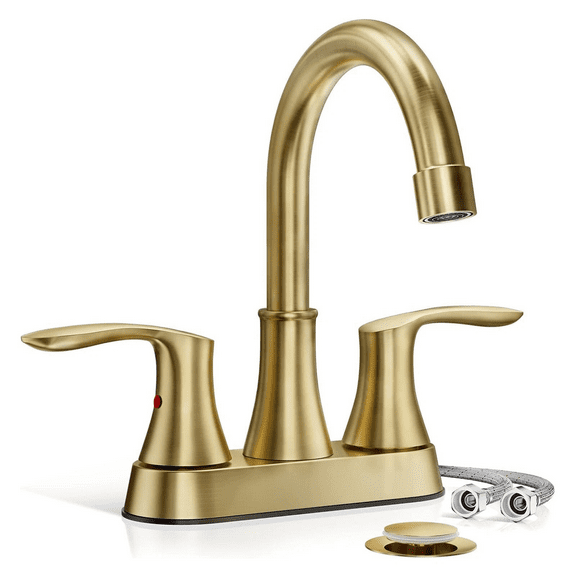 Bathroom Sink Faucet 3Hole 2Handle 4in Centerset Vanity Mixer with Pop Up Drain