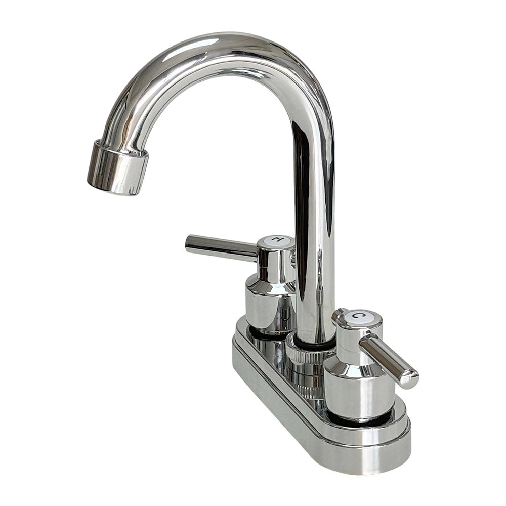 Bathroom Sink Faucet 4inch 2 Handles Centerset Suit for 2 or 3 Mounting Holes, for Bathroom Vanity Lavatory RV Hot and Cold Mixer Tap, Chrome