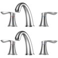 thumbnail image 1 of Bathroom Sink Faucet, 8 Inch Widespread Bathroom Faucet with 2 Lever Handles, 3 Hole Low Arc Basin Sink Faucet with Pop-Up Drain and Cupc Water Supply Lines, 1 of 6
