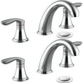 thumbnail image 1 of Bathroom Sink Faucet, 8 inch 3 Hole 2 Handle Widespread Faucet with Stainless Steel Pop Up Drain and Hose, 1 of 8