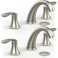 thumbnail image 1 of Bathroom Sink Faucet, 8 inch 3 Hole 2 Handle Widespread Faucet with Stainless Steel Pop Up Drain and Hose, 1 of 6