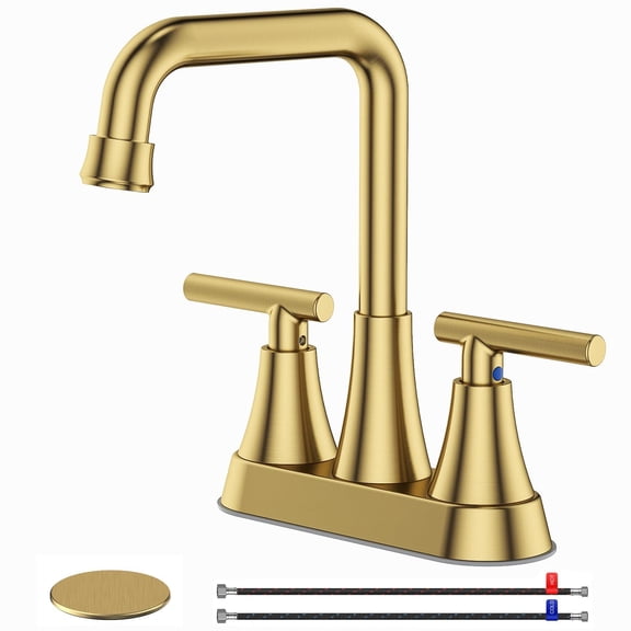Bathroom Sink Faucet Brushed Gold 4 Inch Centerset For 3 Hole Vanity RV Farmhouse