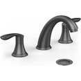 thumbnail image 1 of Bathroom Sink Faucet, Faucet for Bathroom Sink, Widespread Matte Black Bathroom Faucet 3 Hole with Stainless Steel Pop Up Drain and cUPC Lead-Free Hose - (Matte Black), 1 of 11