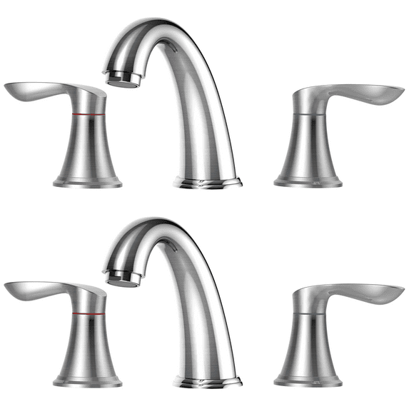 Bathroom Sink Faucet, Faucet for Bathroom Sink, Widespread ORB Bathroom Faucet 3 Hole with Stainless Steel Pop Up Drain and cUPC LeadFree Hose-(Oil Rubbed Bronze 2 Packs)