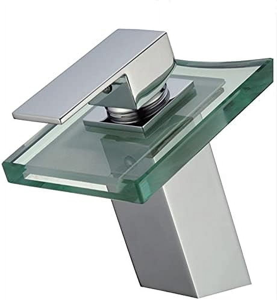 Bathroom Sink Faucet, LED Light Faucet Glass Waterfall Basin Faucet for Bathroom. Three Color led Bathroom Faucet Basin Mixer tap,led Faucet,tap led