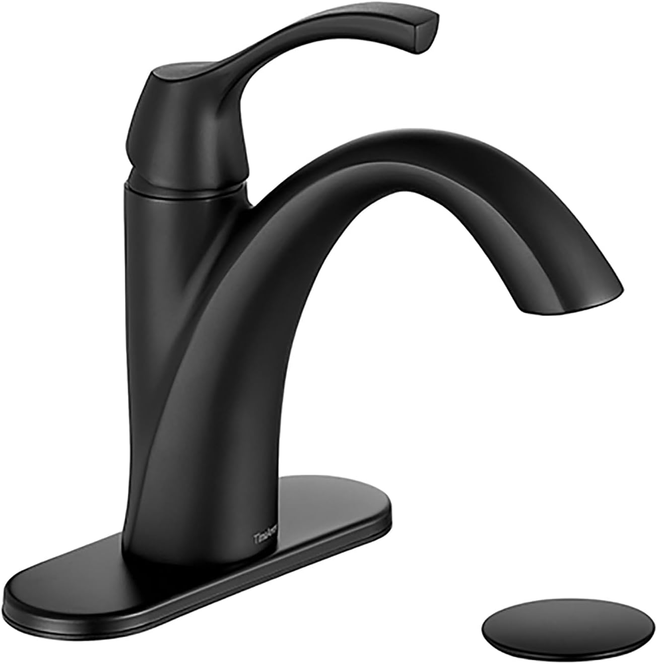 Esnbia Single Handle Bathroom Faucet - Matte Black, Stainless Steel, 1-Hole Mount For Sink