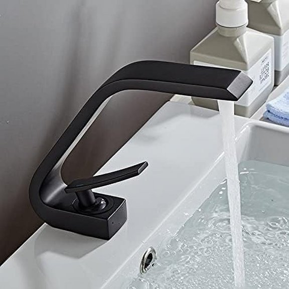 Bathroom Sink Faucet, Modern Fashion Brass Basin Faucet Black Bathroom Copper Basin Faucet Hot Cold Tap Water Basin Mixers Single Handle Tap