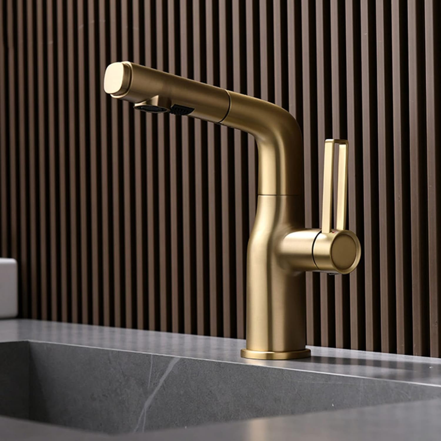 Bathroom Sink Faucet with Pull Out Sprayer,360° Swivel Spout Bathroom ...