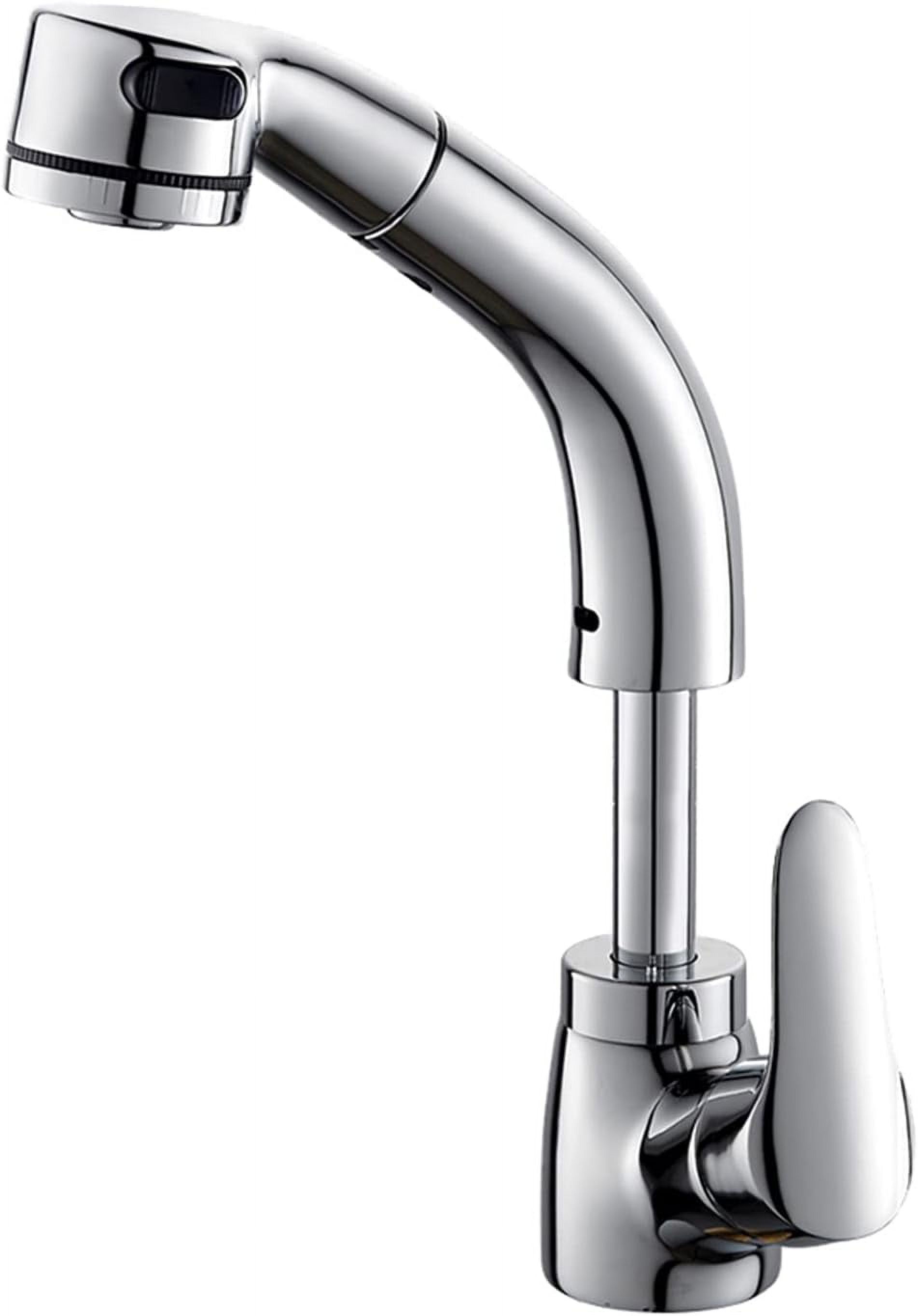 Bathroom Sink Faucet Pull Out Sprayer Dual Mode Mixer Tap for Hot and Cold Water Liftable Single Handle 360° Swivel Single Hole Pull Down Lavatory Faucet Retractable Basin Faucet,Black