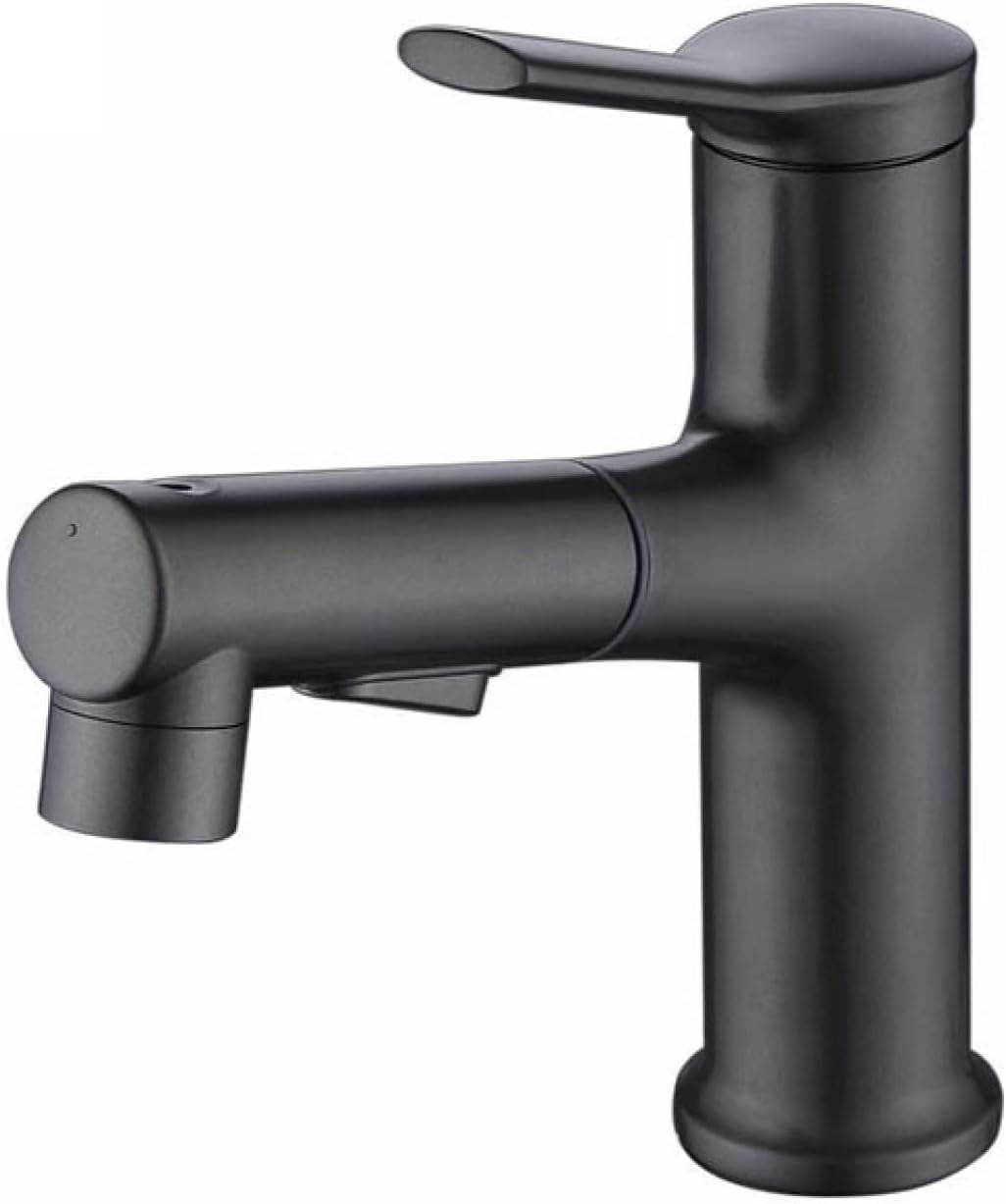 Bathroom Sink Faucet with Pull Out Sprayer,Single Hole Bathroom Sink Faucet with 3 Modes Pull Down Sprayer Basin Tap,Bathroom Sink Faucet Single Handle,Black