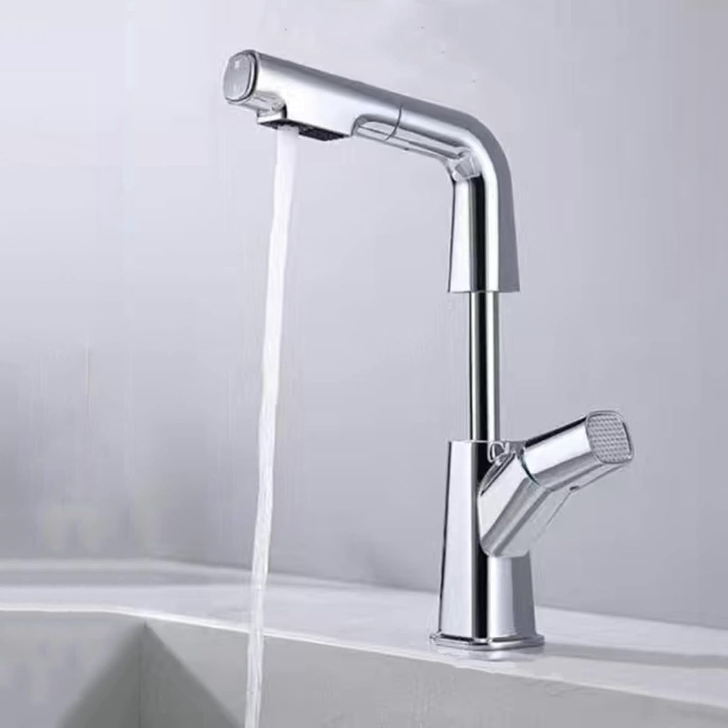 Bathroom Sink Faucet with Pull Out Sprayer, Single Hole Faucet for ...
