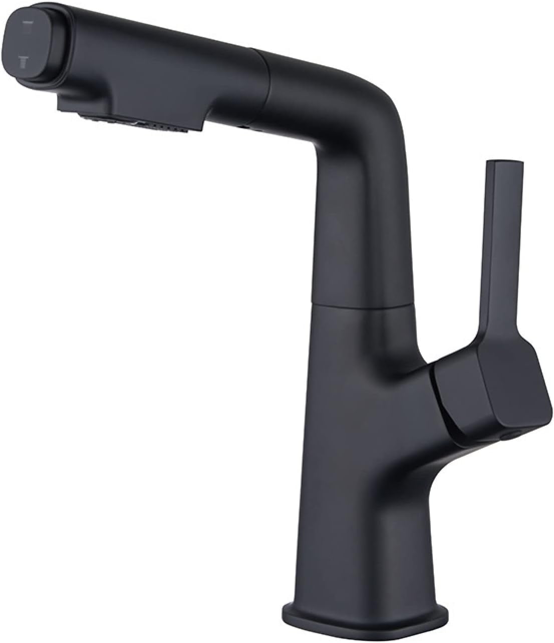 Bathroom Sink Faucet with Pull Out Sprayer, Single Hole Faucet for Bathroom Sink Brass, with 2 Modes Pull Down Sprayer, Bathroom Basin Faucet for Hot and Cold Water,Black