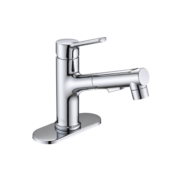 Bathroom Sink Faucet Replacement Bathroom Sink Faucet with Pull Out Sprayer, Single Handle Modern Bathroom Basin Faucet with Pop-up Sink Drain Stopper & Deck Plate,Chrome,Modern Bathroom Sink Faucet