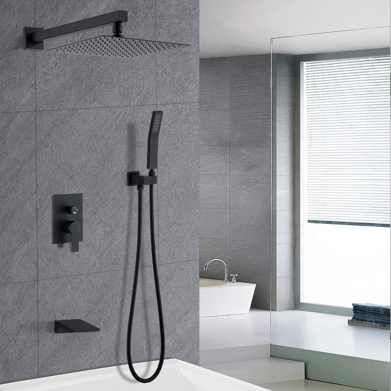 Bathroom Sink Faucet Replacement Black Shower System with Tub Spout ...