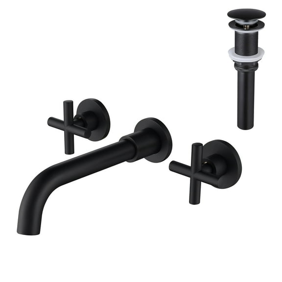 Bathroom Sink Faucet Replacement Wall Mounted Dual Handle Bathroom Sink Faucet with Pop-Up Drain (No Overflow),Modern Bathroom Sink Faucet