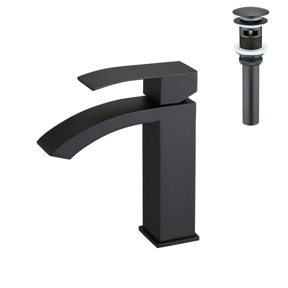 Bathroom Sink Faucet Replacement Waterfall Spout Bathroom Sink Single Handle Faucet with Pop-Up Drain (with Overflow),Modern Bathroom Sink Faucet