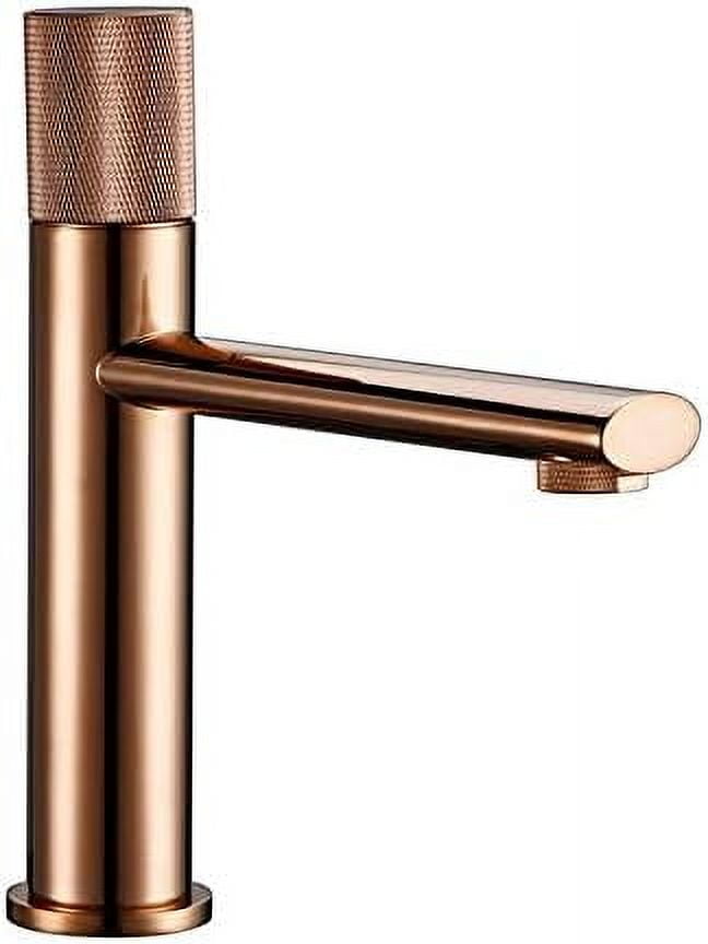 Bathroom Sink Faucet, Rose Gold Bathroom Basin Faucet 100% Brass Single Handle Cold and Hot Water Mixer Brushed Gold Rose Tap