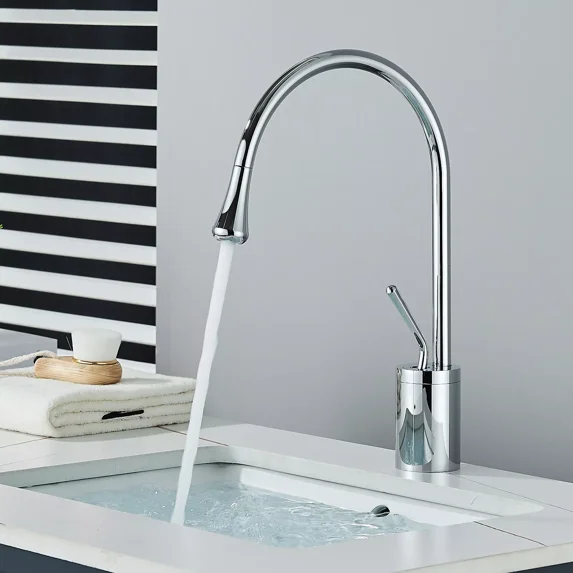 Bathroom Sink Faucet Single Handle Waterfall Vanity Basin Mixer Tap 1Hole Chrome