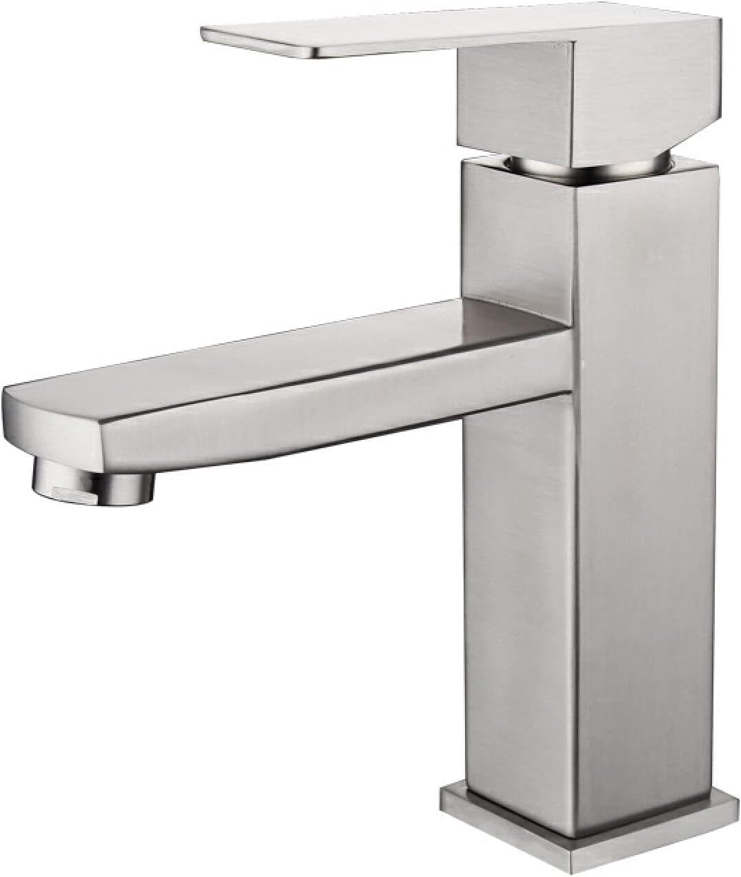 Bathroom Sink Faucet Single Hole Brushed Nickel Stainless Steel Basin Mixer Tap Hot and Cold Single Handle Faucet